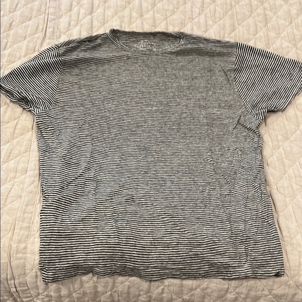 Alex Crane Sun Tee Striped Lines Linen Tee M